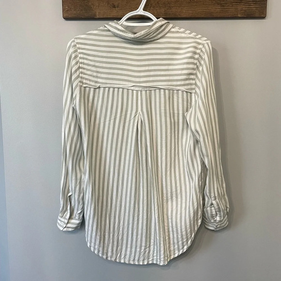 beachlunchlounge Green and White Striped Button Down Shirt - Picture 6 of 8